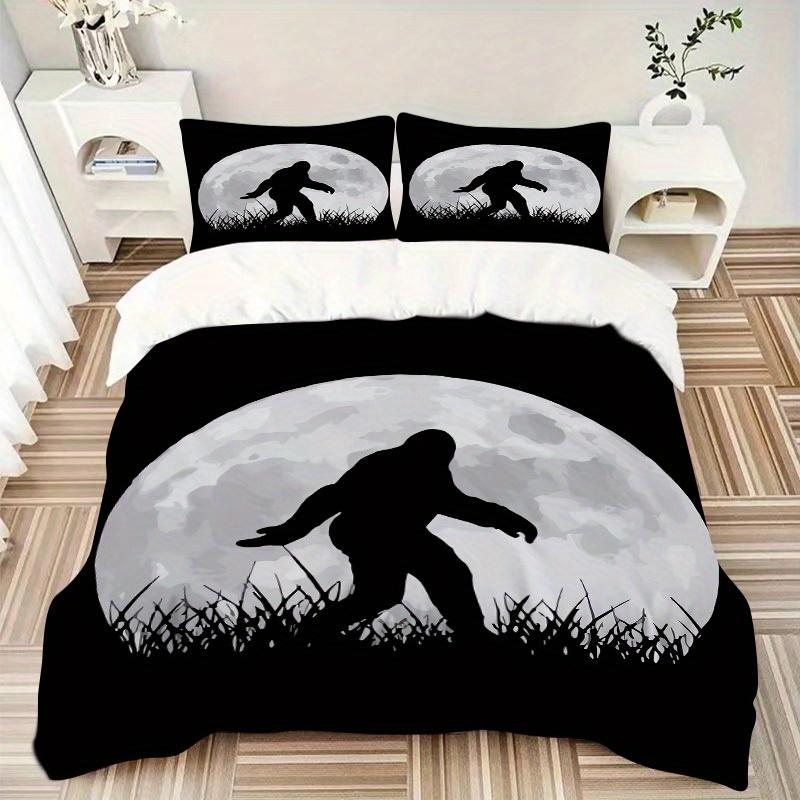 

3pcs Bigfoot Moon Bedding Set Soft Polyester Down Comforter Cover and Pillowcases,Home Decoration All Seasons(No Insert) S0819077 135x200cm