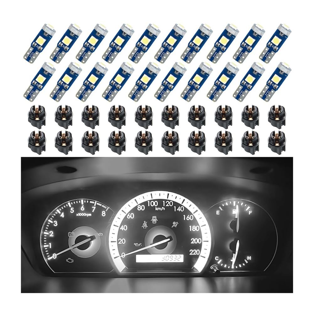 Swagell 20pcs T5 LED Lights for Car Dashboard Panel Gauge Indicator 0-3SMD Light Replacement