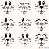 32pcs Easter Bunny Face Stickers, Bunny Faces DIY Craft Vinyl Art Stickers, Bunny Wall Decals Stickers, Easter Glass Window Sticker