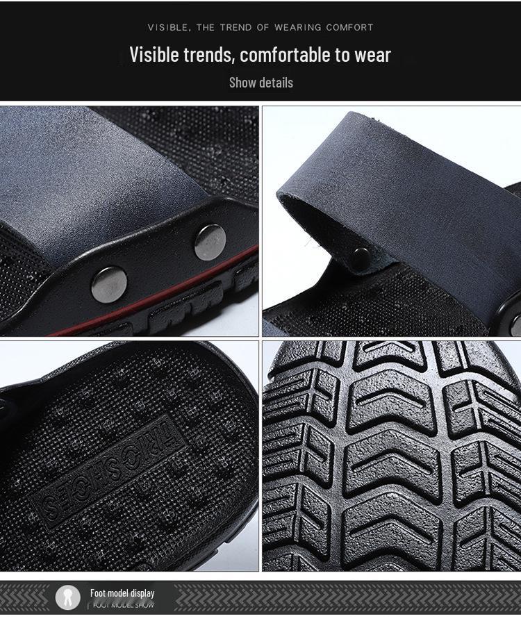 Men's Oversized Genuine Leather Non-slip Beach Sandals