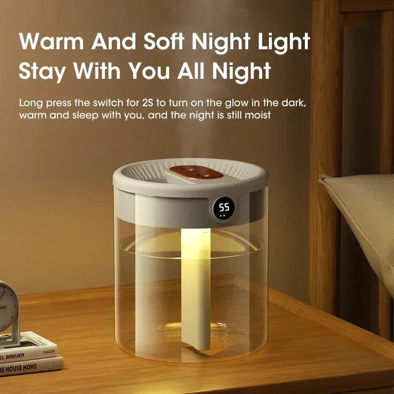 2L Double Spray Large Capacity Humidifier Can Be Fog Night Light Mode Silent Operation Office Bedroom Can Be Added Aromatherapy