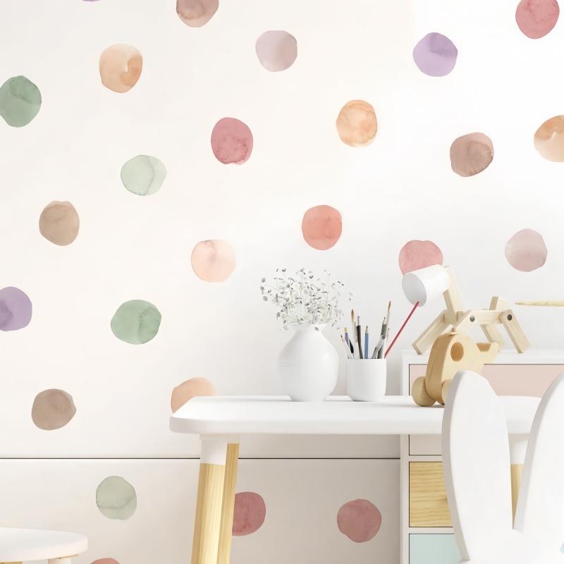 3 pieces/set of dot shaped wall stickers, modern color block PVC wall stickers, watercolor dot stickers for home decoration,