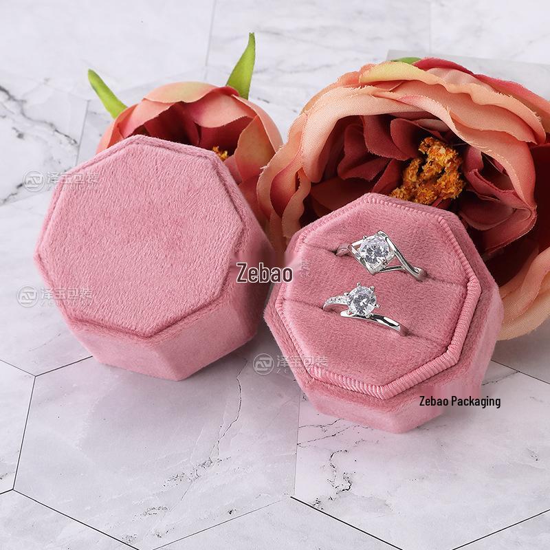 Octagonal Velvet Jewelry Box for Wedding or Proposal Rings