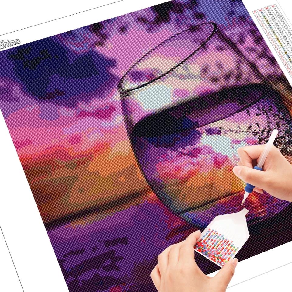 Diamond Embroidery Cup Mosaic Art Sunset Diamond Painting Landscape Picture Rhinestones Cross Stitch Home Decoration