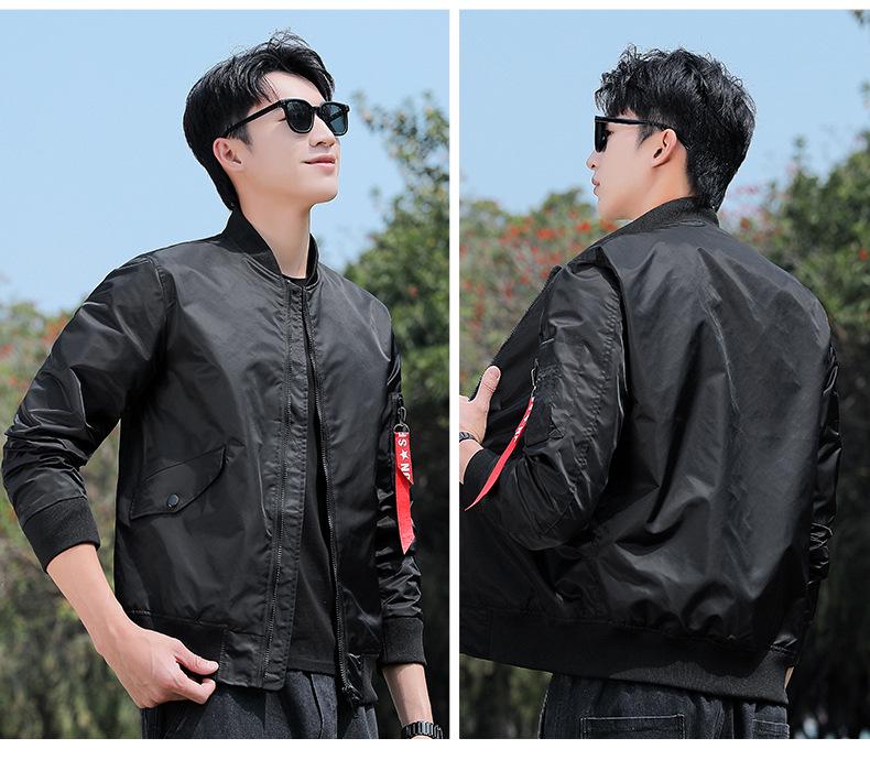 MA1 Men's American Style Baseball Jacket - Casual, Plain, Outdoor Spring/Autumn Flight Outerwear