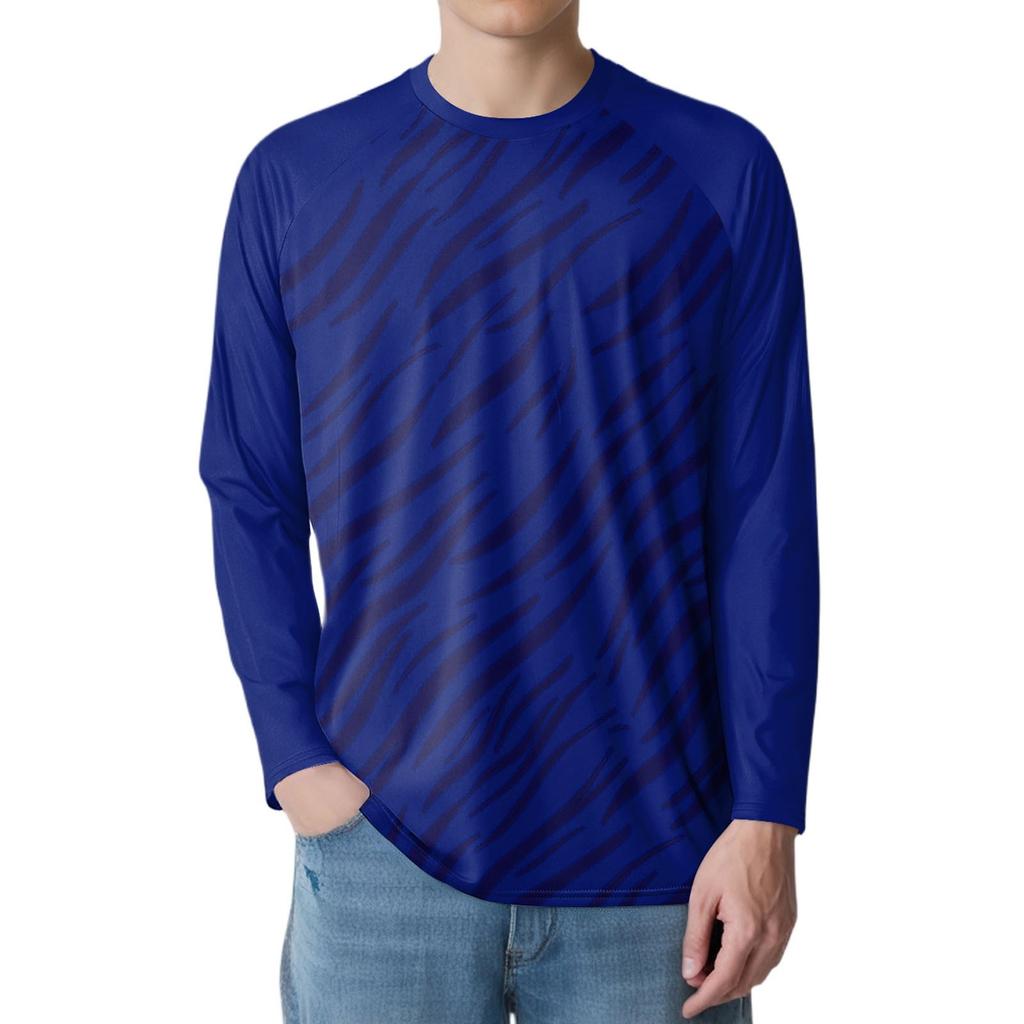 Men's Fashion Printed Raglan Long Sleeve Sports Top