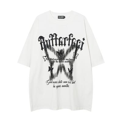 Summer New Butterfly Print T-shirt Men's T-shirt Fashion Brand High Street Loose Design Hiphop Couple T-shirt