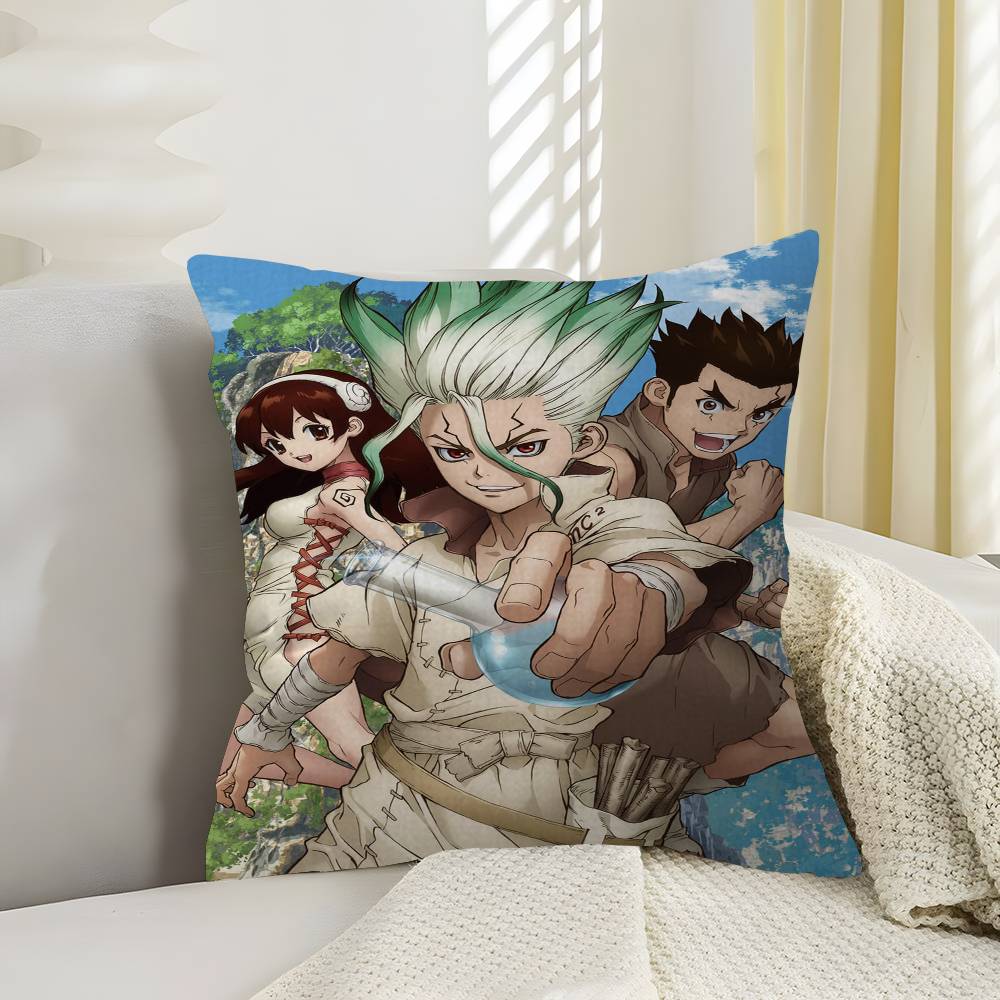 

D-Dr Stone Anime Personalized Pillow Cover Kids Bedroom Wild Party Decor Pillowcase kid Birthday shower Gift 12x12Inch