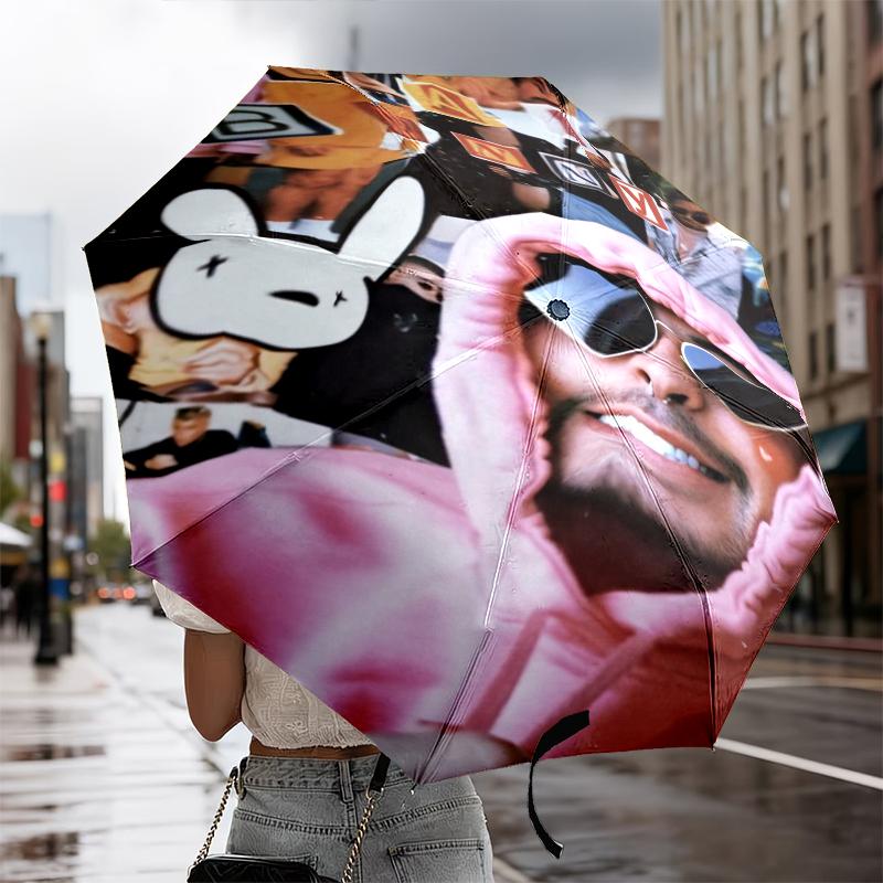 Bad Bunny Collage Umbrella 8-Frame for Travel, camping, Casual Lightweight Portable Umbrella, Essential for every family Holidays Gift
