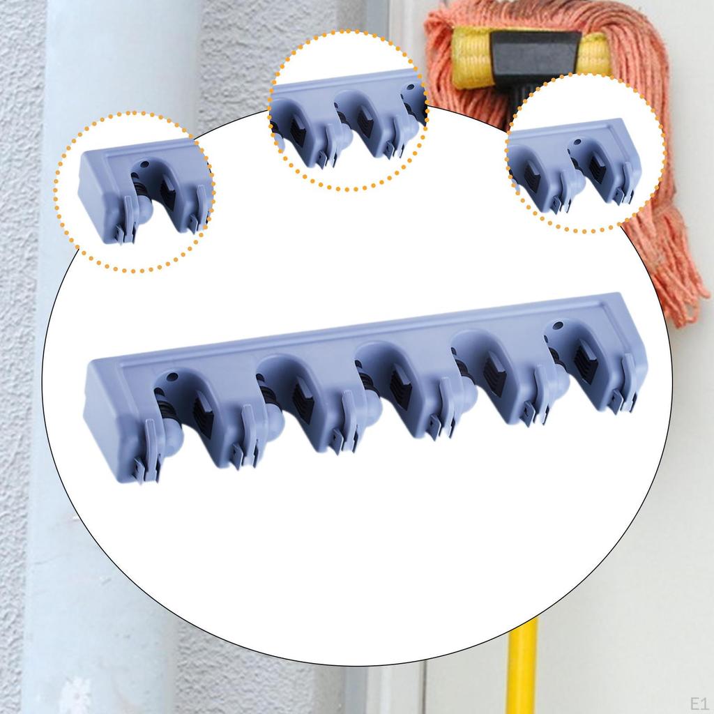 Broom Wall Mount Bracket Space Saving Non Slip Mop Storage Rack for Basement Tool