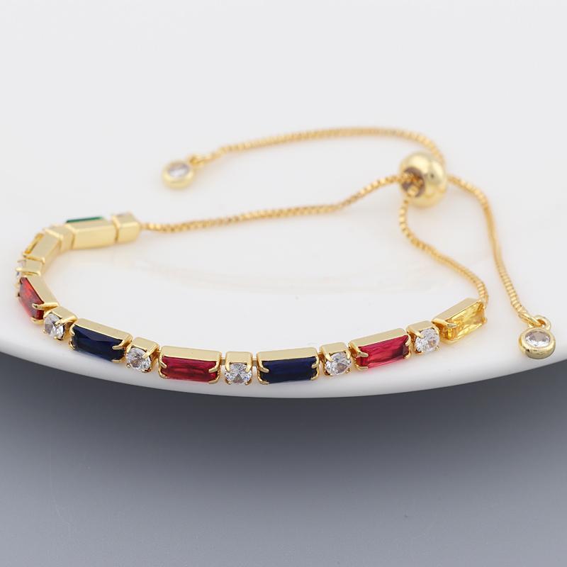 Women's Charm Tennis CZ Zircon Rainbow Bracelet For Women Luxury Multicolor Crystal Bracelet Couple Jewelry Gifts Pulseras Femme