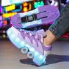 Kids Roller Roller Shoes 4-wheel Deformation Shoes Roller Skates Adult Rechargeable LuminousSkating Shoes