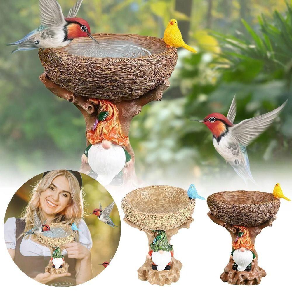 Dwarf Design Bird Feeder Resin Art Statue Fairy Garden Decoration Hummingbird Feeder  Outdoor