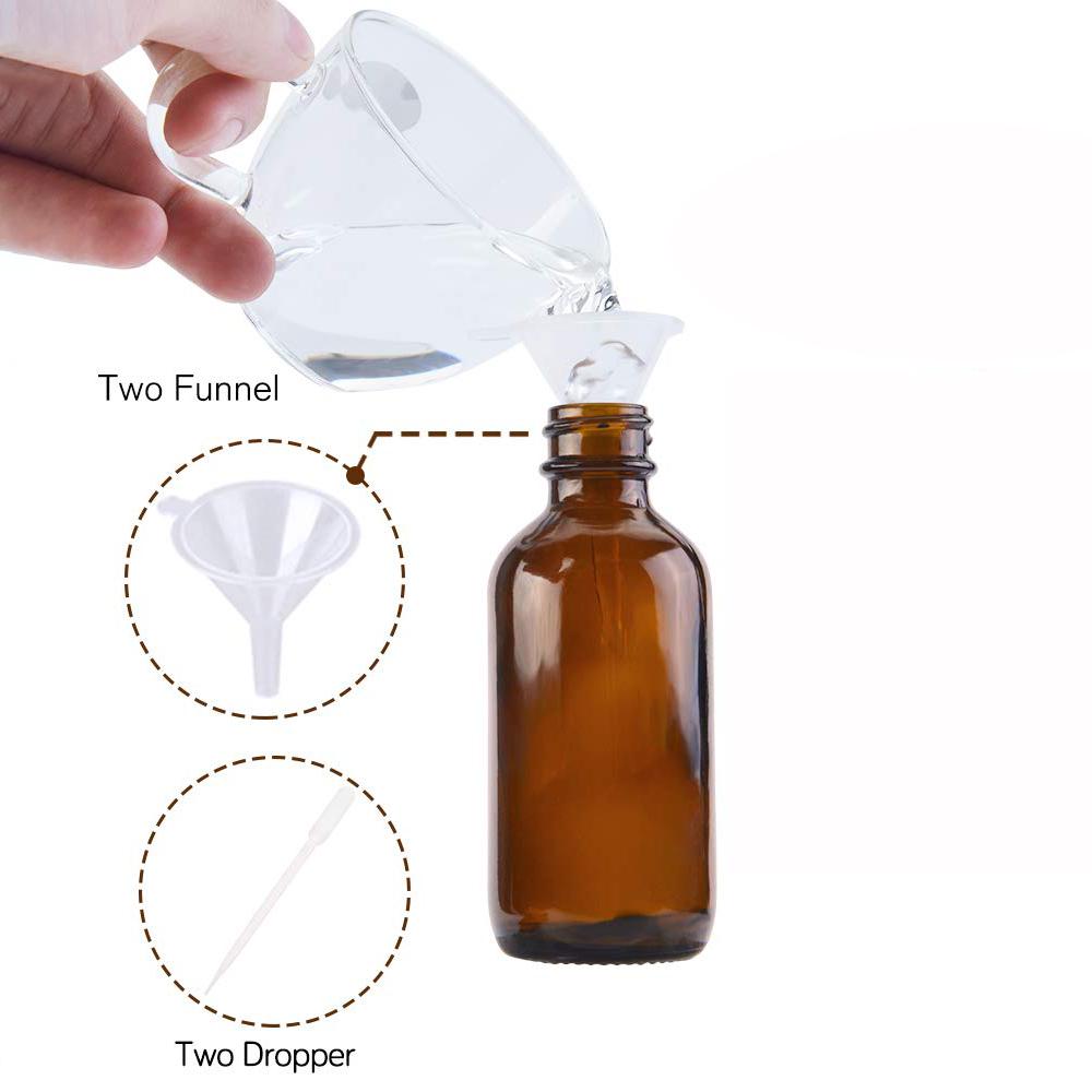 12pcs+4 Accessories Glass Dropper Bottles, 50ml Empty Tincture Dropper Bottles with 12 Dropper Bottles, 2 Funnels, 2 Droppers