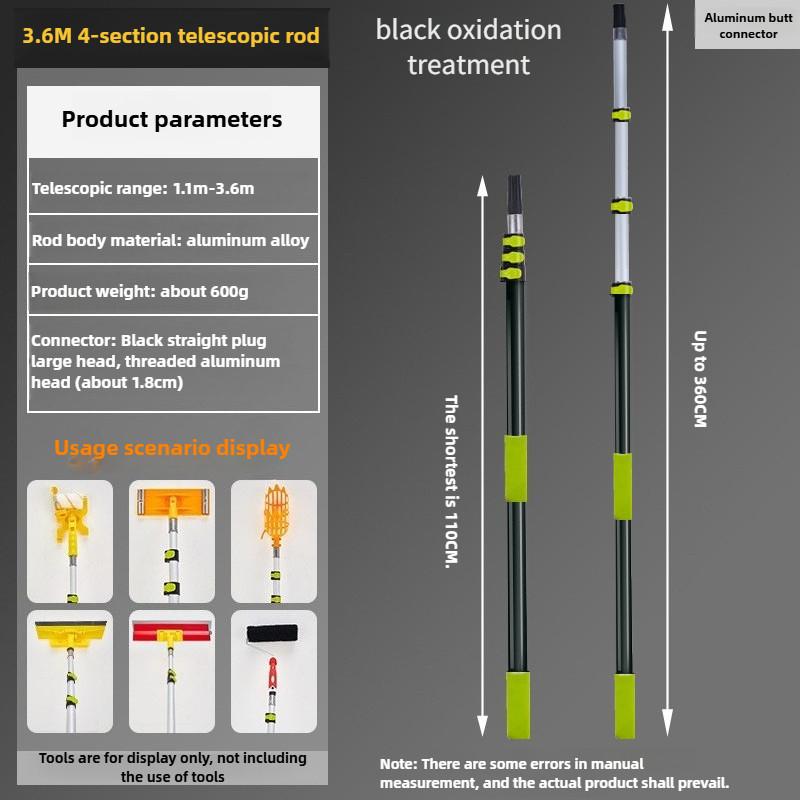 Aluminum Alloy Positioning Telescopic Rod Multi Functional Extendable Extension Rod Roller Brush Extension Pole