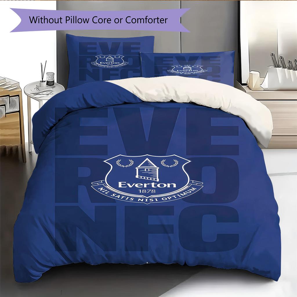 Everton Logo  Pattern Bedding Quilt Set Quilt Cover Pillowcase Home Decoration Birthday Gift (1 * Duvet Cover + 2 * Pillowcase, Without Core)