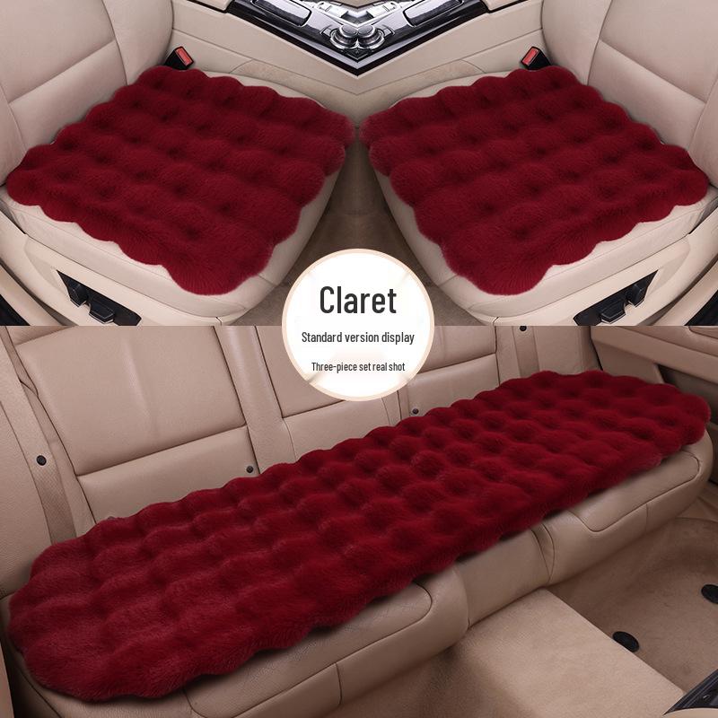 Universal Winter Car Seat Cushion Set - Thickened Fleece with Faux Rabbit Fur, Warm & Plush