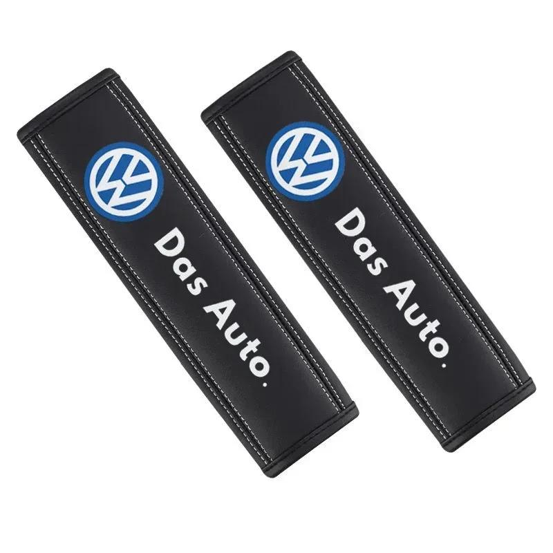 

2026 Hot For Volkswagen VW For Volkswagen R Line Golf Polo Passat Jetta Tiguan Touareg Touran GTI 2pcs Leather Car Seat Belt Cov чёрный