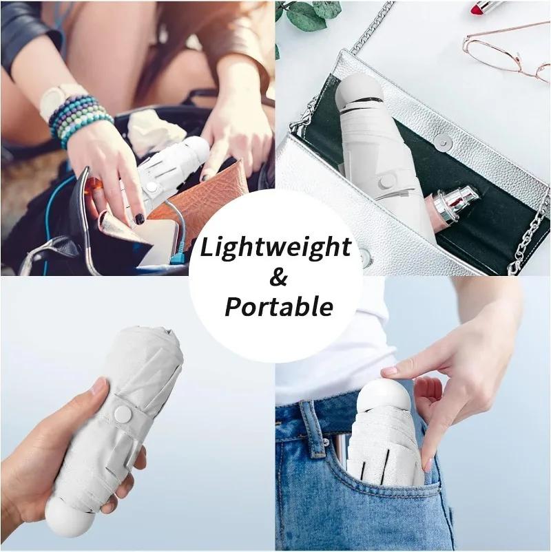 Umbrelă Capsule Umbrelă de soare de culoare solidă mică și portabilă pentru femei și protecție împotriva ploaielor cu dublă utilizare