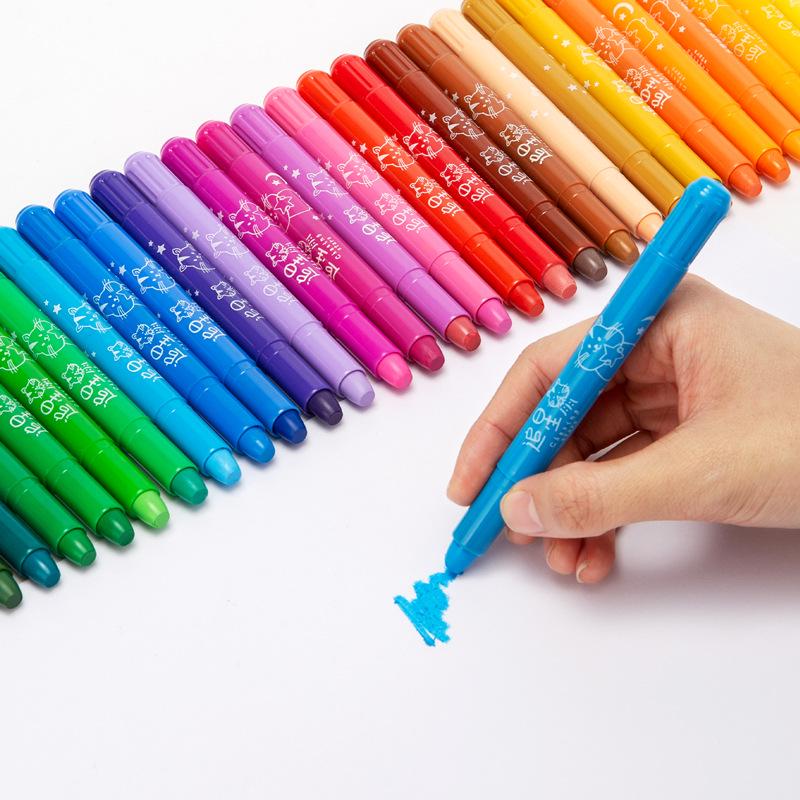 Deli 72126 Twistable Oil Pastels – 12 Vibrant, Water-Soluble Colors for Children's Painting and Student Art.