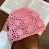 3D Flower Candy Knitted Hat Hand Hook Crochet Beanie Cap Sweet Women Bald Hat