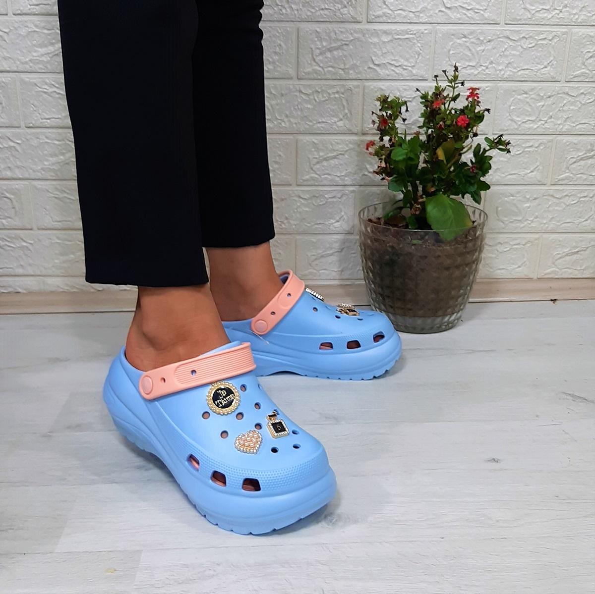 

Sonimix 16001 Baby Blue-Powder Женские тапочки Crks на толстой подошве с камнем 36 синий