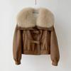 Women's Winter Imitation Fox Fur Coat Korean Edition Motorcycle Warm Thick Down Coat Female Parker Short Top