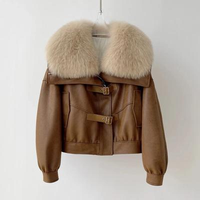Cappotto Invernale da Donna in Pelliccia Sintetica di Volpe Edizione Coreana Giacca da Moto Calda e Spessa Parka Corto da Donna