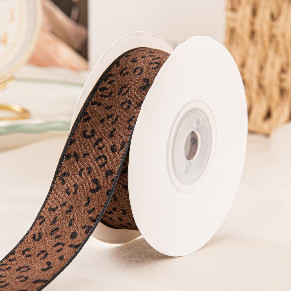 

0.98in×10 Yard Solid Satin Ribbons DIY Gift Wrapping Handmade Bows Single Face Ribbons Shiny Leopard Print Bouquet Ribbons L