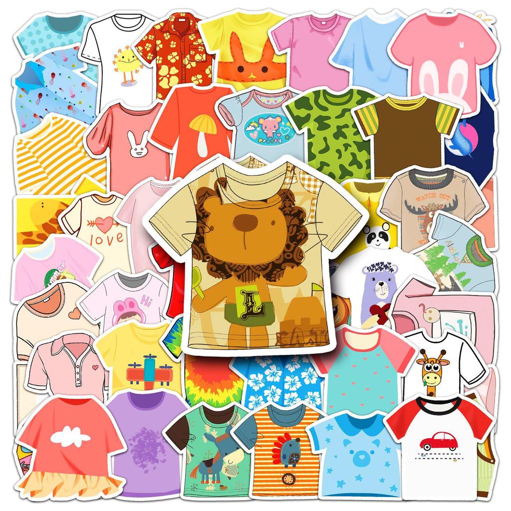 50 Cute Cartoon T-Shirt Graffiti Stickers: Summer Decoration for Water Bottles, Computers, and DIY Projects.