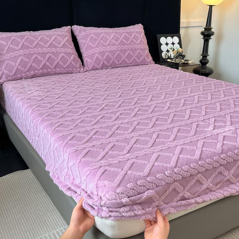 2026 Autumn and Winter Furry Bedsheet Cover, Coral Velvet Fitted Sheet, Thickened and Flannel Mattress Protective Cover