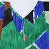PLEATS PLEASE PP51-JH642 15Stainless Steel Green x Blue Geometric Print One-Piece dress 3 greenUsed