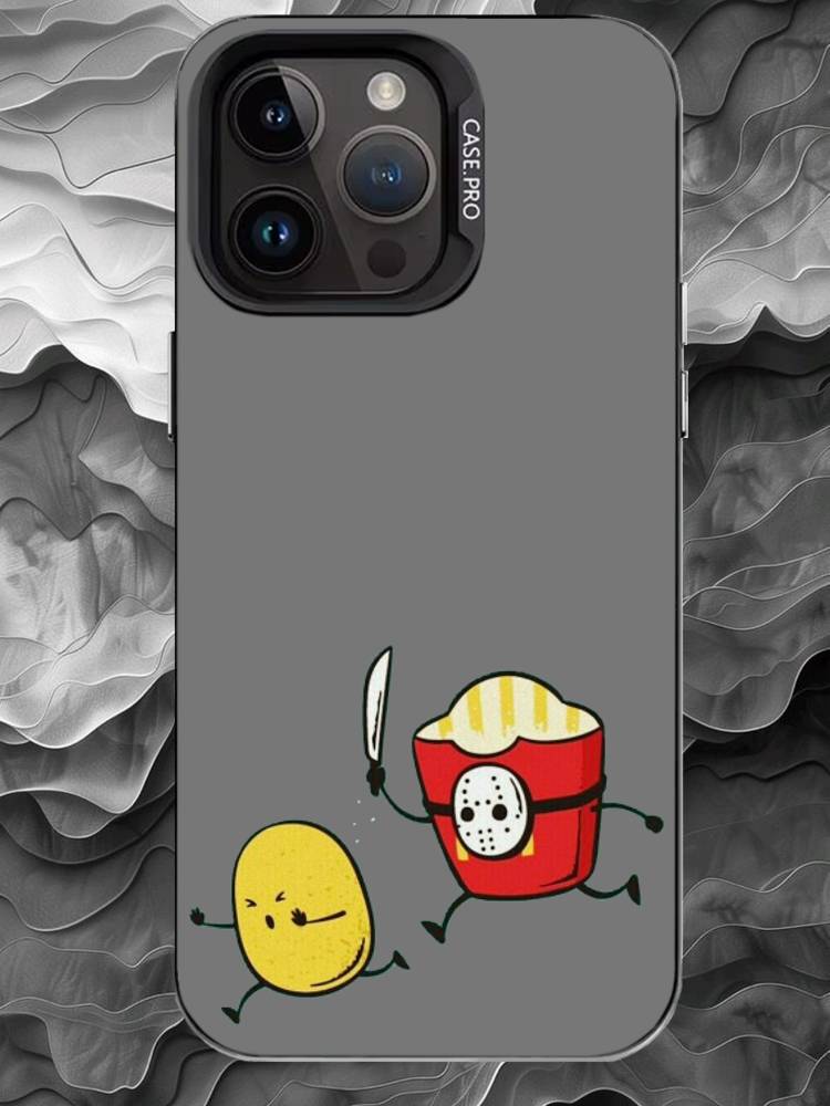

L-Interesting cartoon minimalism Phone Case For iPhone 17 16 15 14 13 12 11 Pro Max Plus Silver Matte Black Cover iPhone14Pro