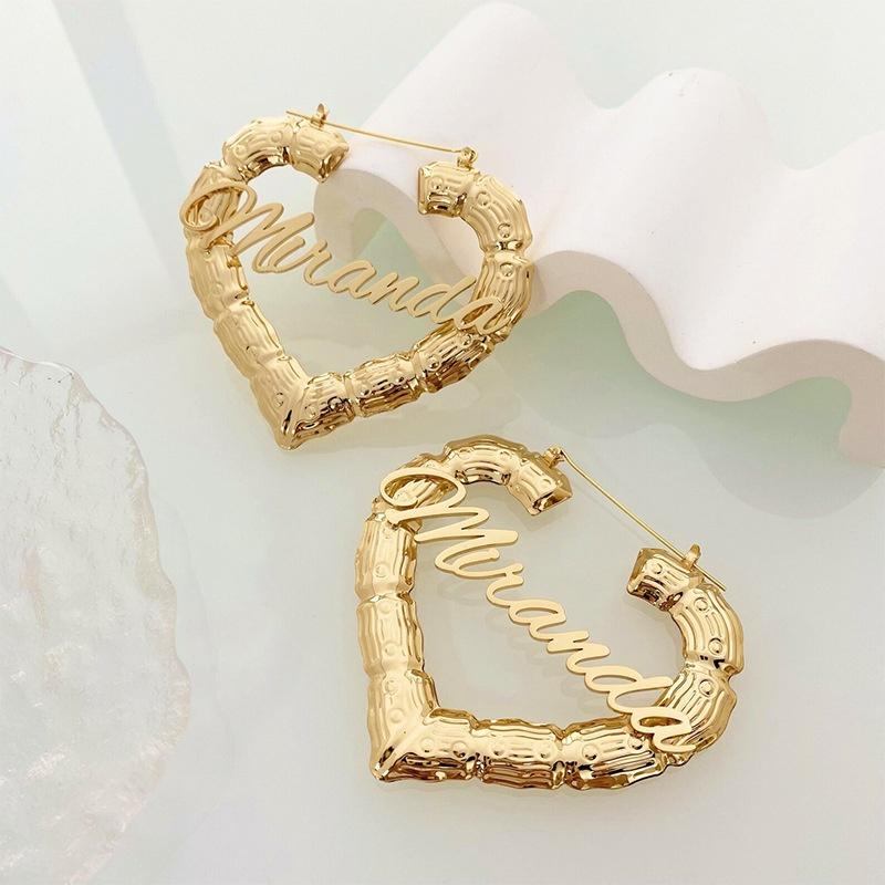 Lateefah Best-Selling Retro Exaggerated Love Stainless Steel Bamboo Earings for Women Creative Fashion Hoop Earrings