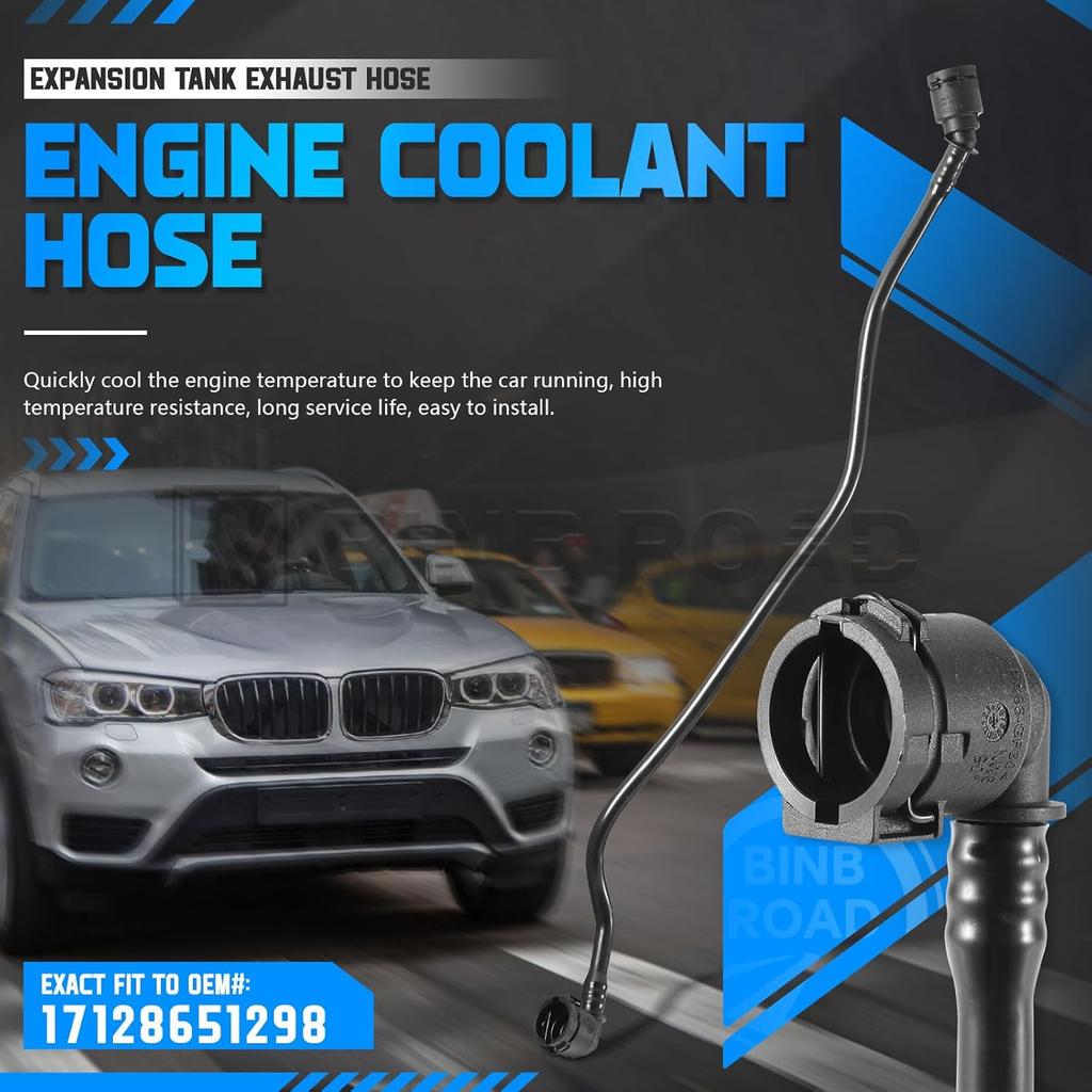 Engine Coolant Overflow Hose Expansion Tank Vent Hose 17128651298 Compatible with BMW X3 X4 L4 L6 2011-2018
