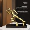 Resin Gold Running Figure Sculpture Bookcase Living Room Decorative Art Gilded Figure Statue Crafts Interior Aesthetic Decor
