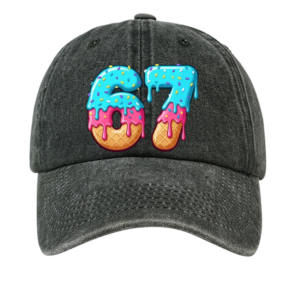 Washed Cotton Baseball Cap With Printed Distressed Soft Top Denim Hat For Men, European And American Retro Hat