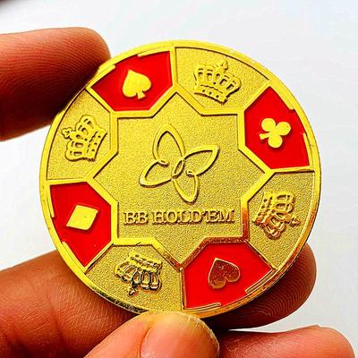 Crown Love Gold Coin, Love Gold Plated Chip Commemorative Medal, Play with Creative Gold Coins, Red Heart Coins, Commemorative Coins