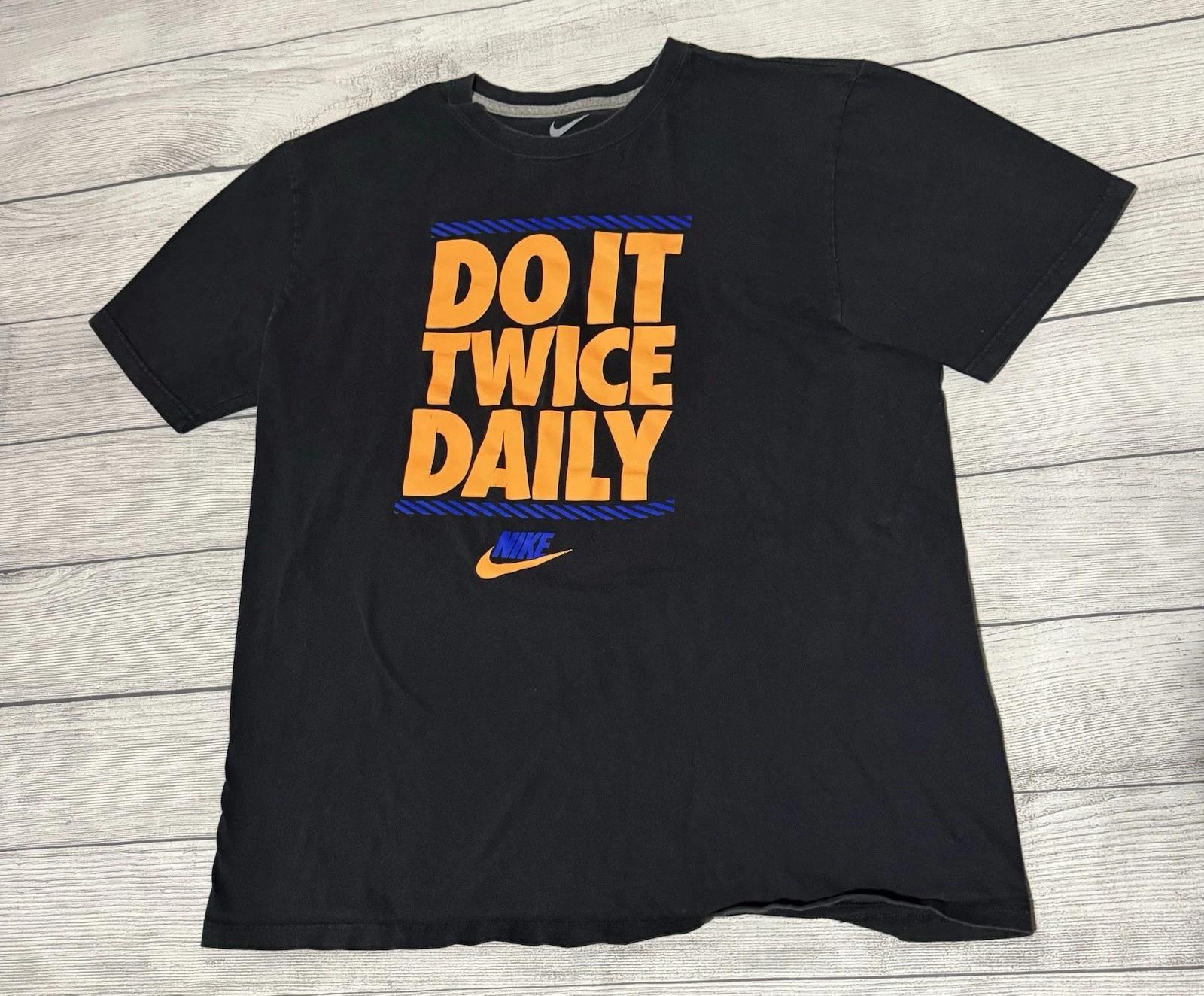 

DO IT TWICE DAILY Mens T shirt BLACK ORANGE Size XL Rare HTF S