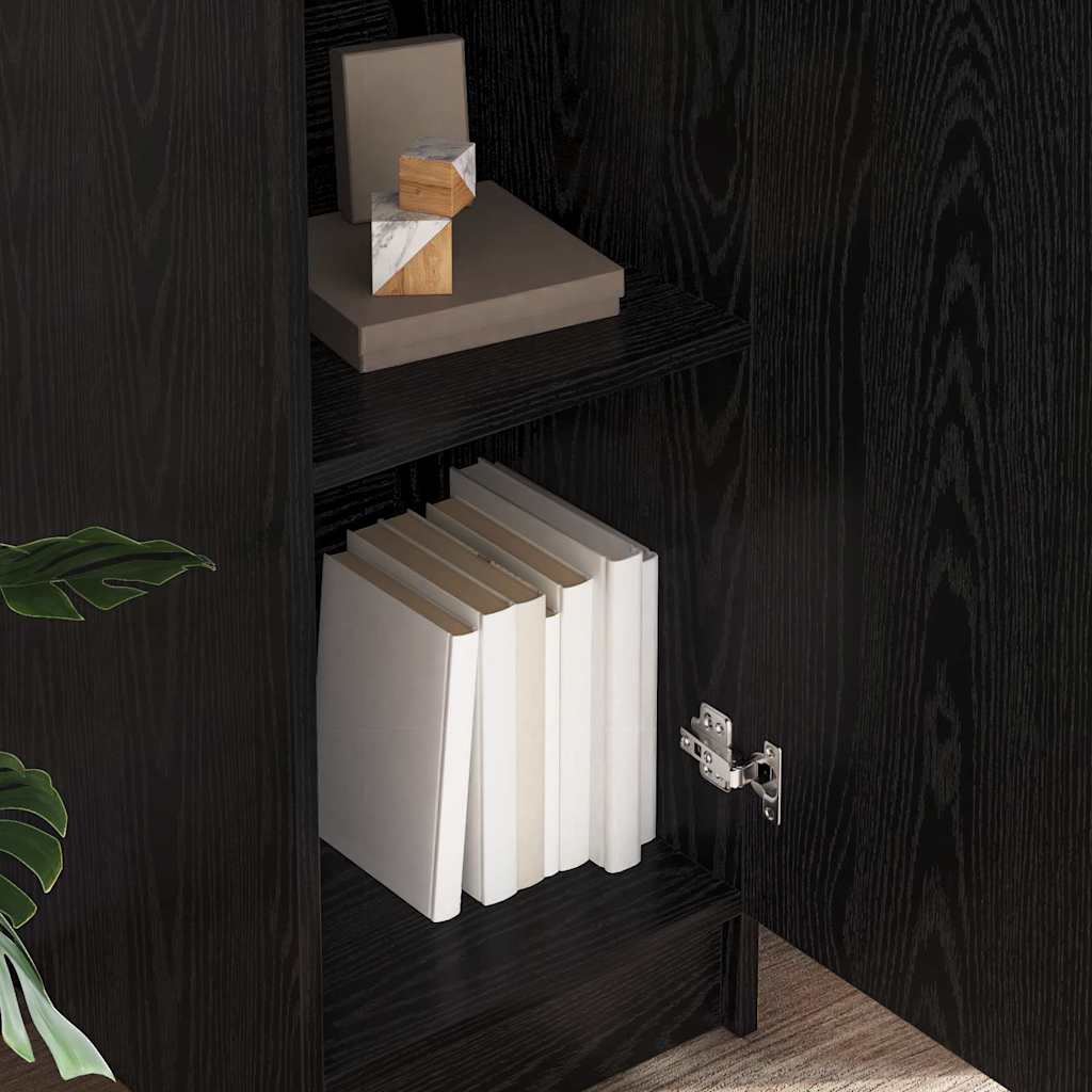 Highboard In Black Oak Look 35 X 39 X 168 Cm
