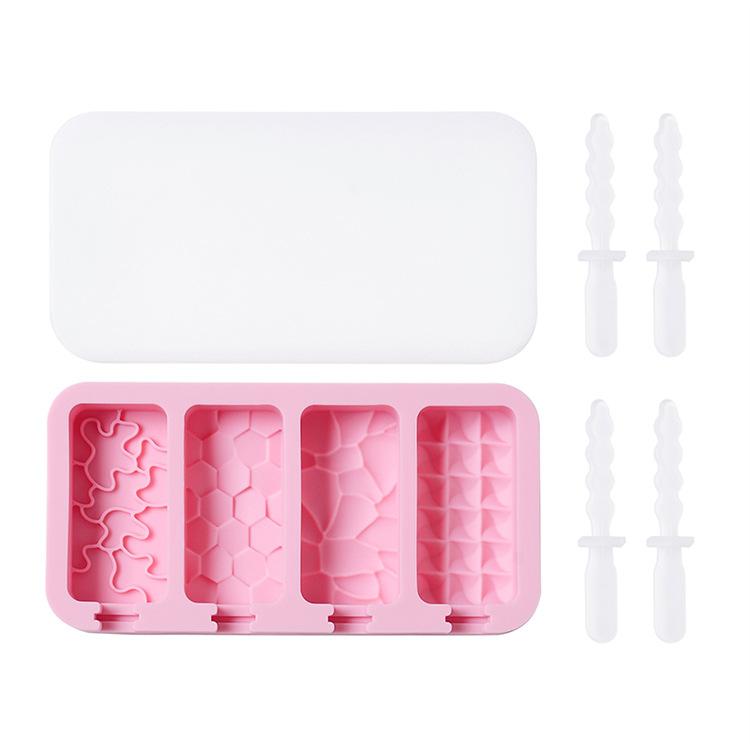 

4 полости Простая силиконовая форма для мороженого с крышкой Форма для кубиков льда на палочке Самодельные сырные палочки Подарки Кухонные принадлежности