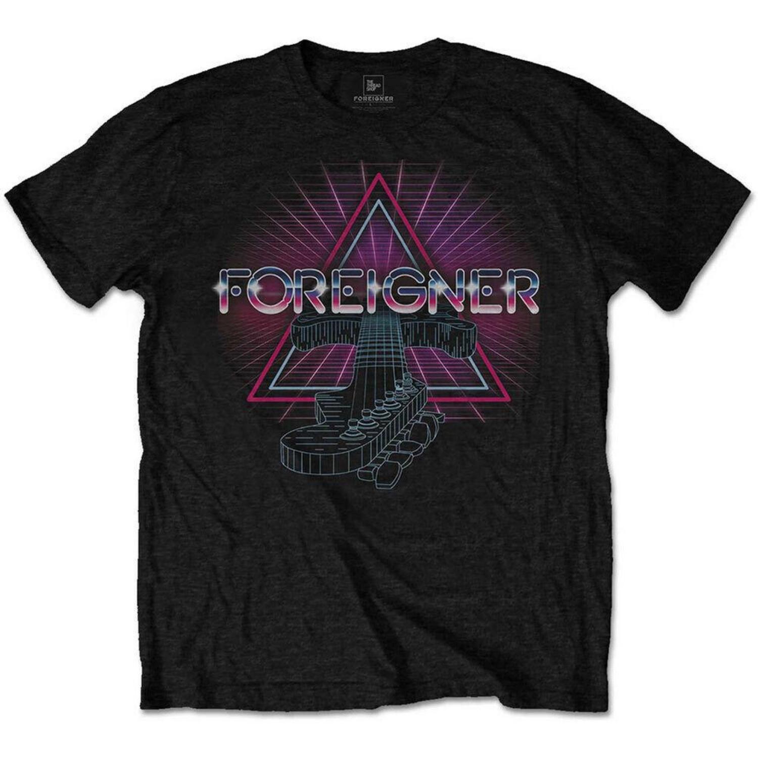 Футболка унисекс Foreigner с неоновой гитарой S