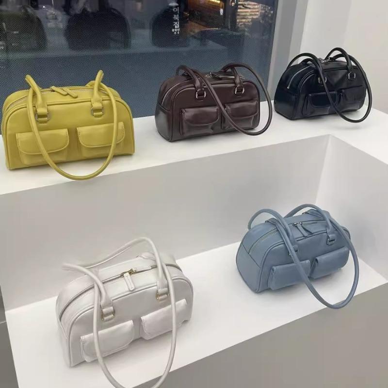 

Niche Xu Yunzhen oil wax leather bowling bag multi-pocket underarm bag commuter shoulder bag чёрный