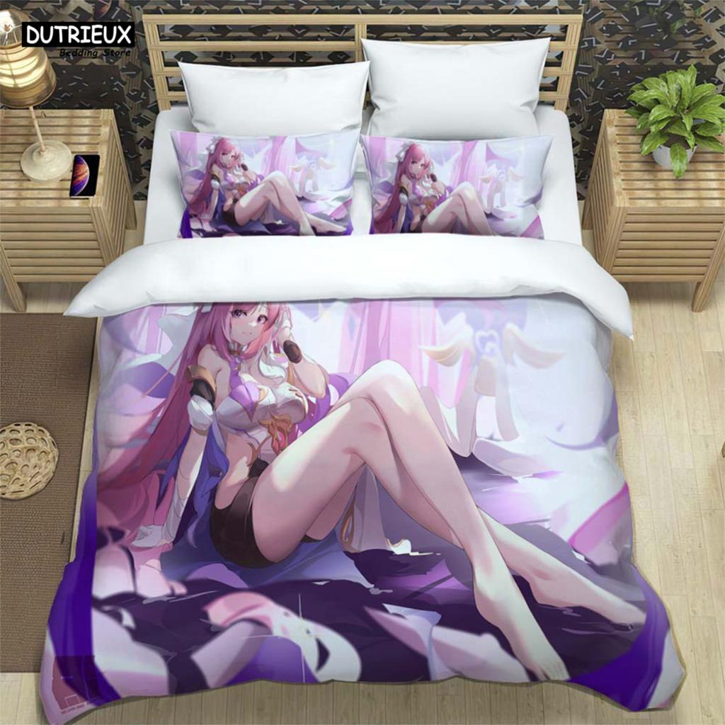 

Genshin Impact Printed Polyester Bedding Set 3PC Soft Comfortable For Boys Girls Couple Gift Home Decor EU single(135x200cm)