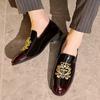 Fashion 2025 New Men Dress Shoes Designer Embroidered Moccasins Luxury High Quality Men Casual Shoes Fashion Patent Leather Loafers Male