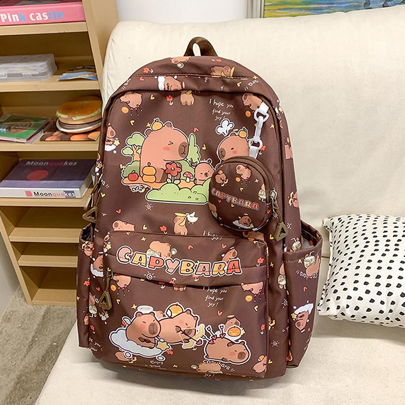 Cartoon Capybara Backpack For Girls Boys Student Teenager Children Rucksack Cute Casual Lightweight School Bags Kids Gifts