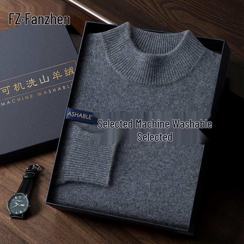 Fanzhen Men's 100% Pure Cashmere Turtleneck Sweater