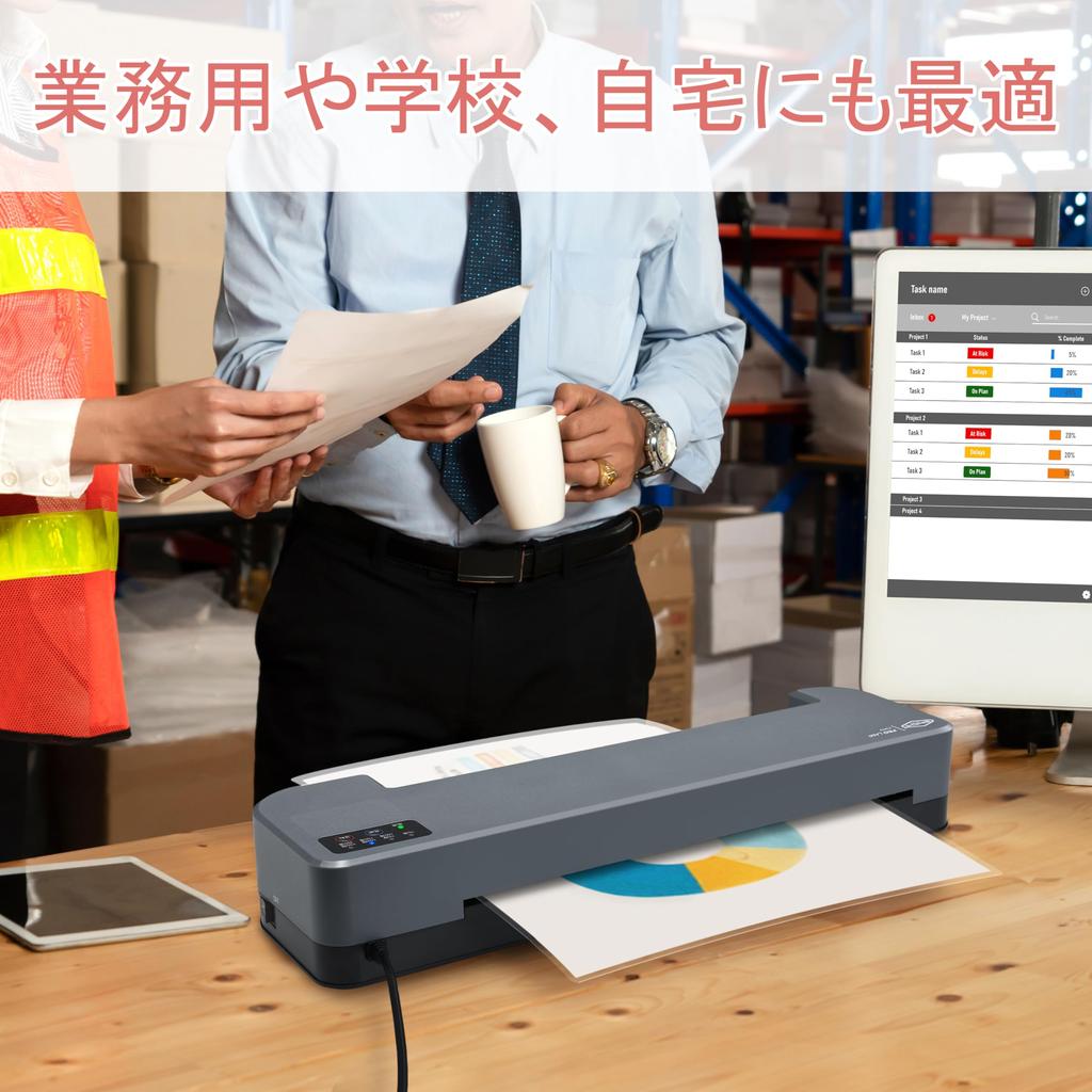 SINCHI Laminator 30 seconds fast startup 4 rollers Compatible with thicknesses from 75 to 250 and thick Compatible with business card size to A3 size