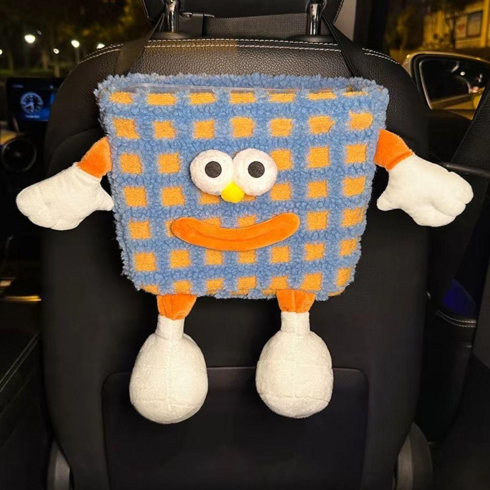 Cartoon Paper Storage Case Creative Vehicle Trash Bin Plush Car Tissue Box  Home Decoration