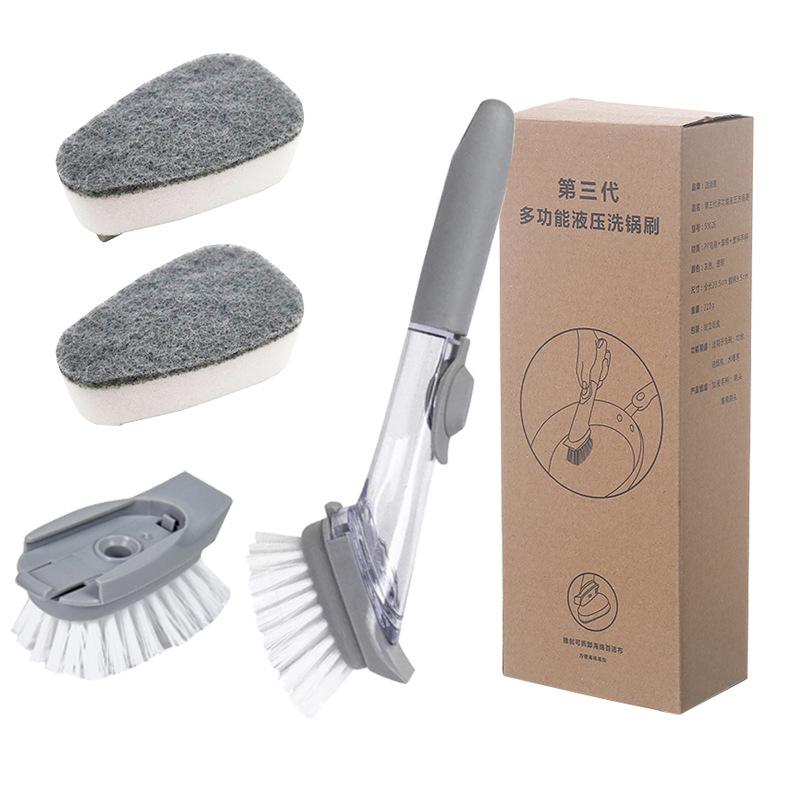 Kitchen Cleaning Brush 2 In 1 Long Handle Cleaing Brush with Removable Brush Sponge Dispenser Dishwashing Brush Kitchen Tools